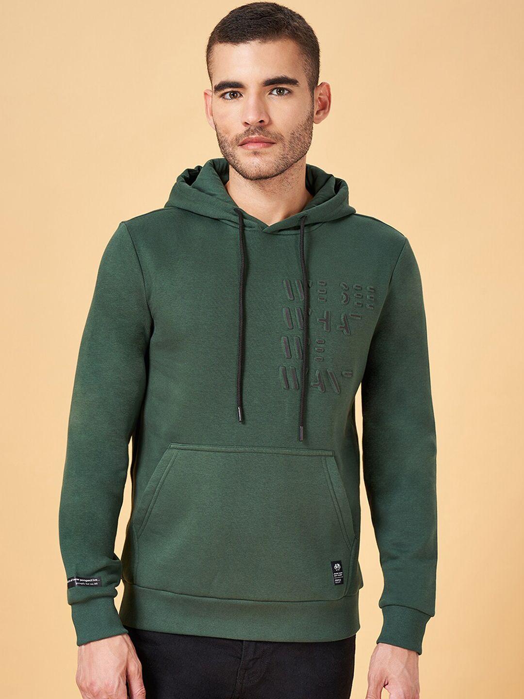 people green typography printed hooded sweatshirt