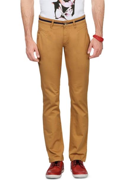 people khaki regular fit trousers