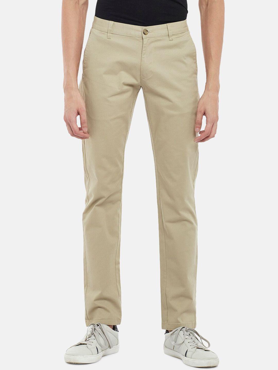 people men beige slim fit chinos trousers