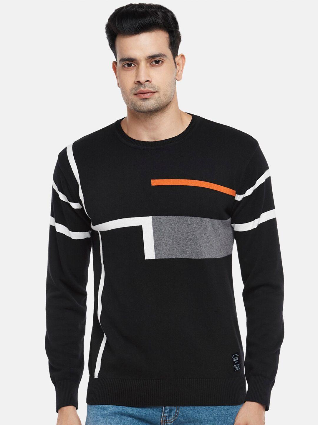 people men black & grey printed cotton pullover