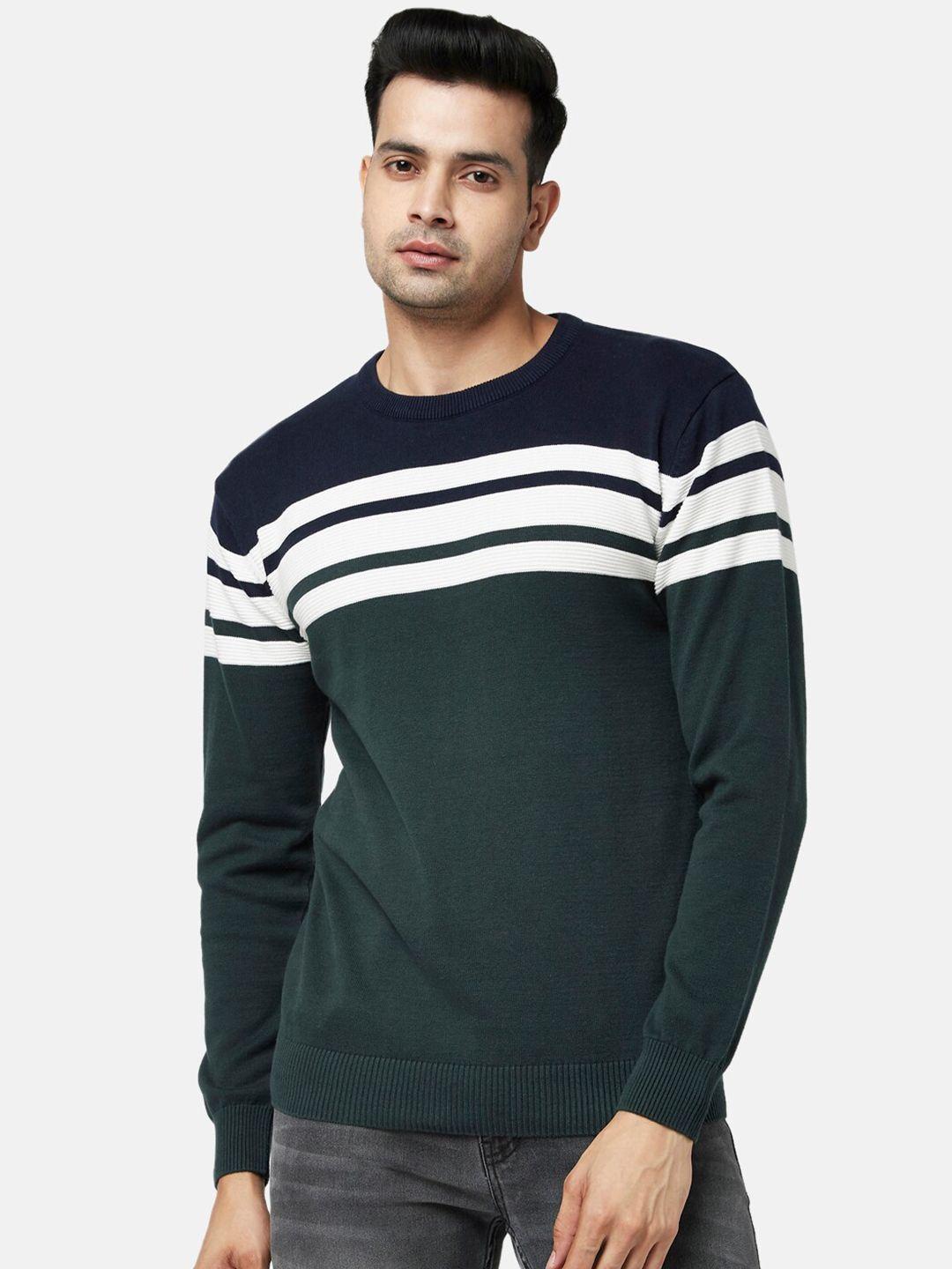 people men black & white colourblocked pullover