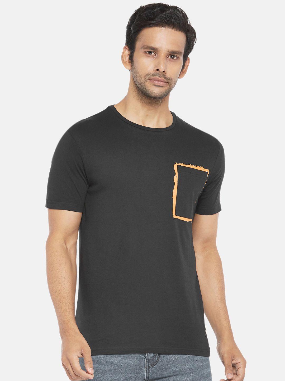 people men black  coral pockets pure cotton t-shirt