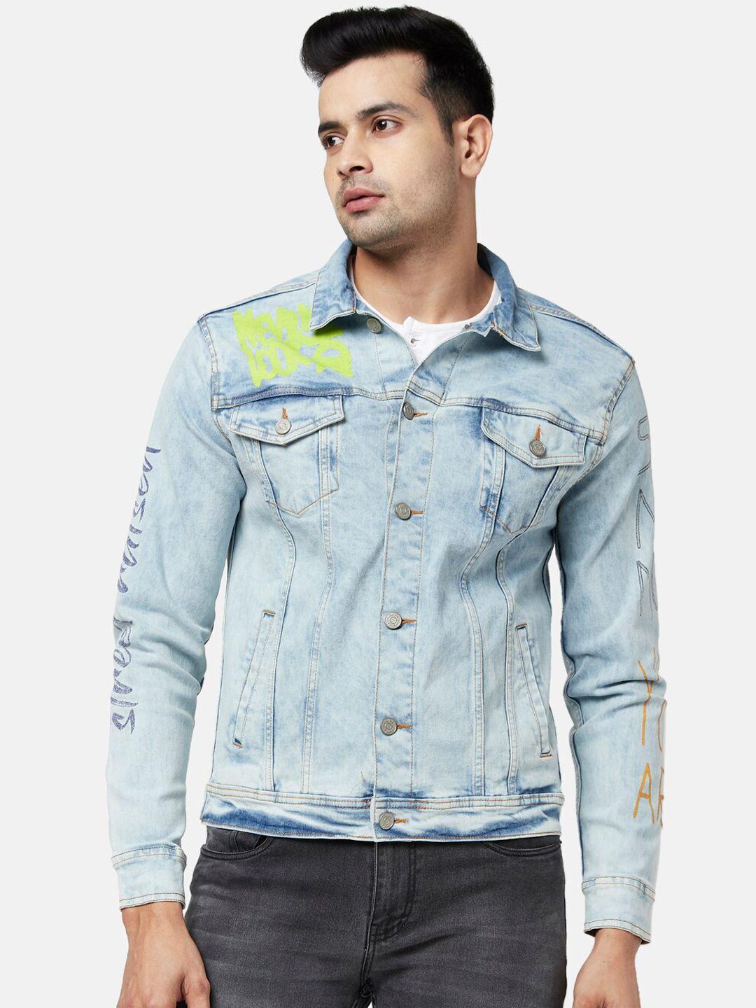 people men blue washed denim jacket