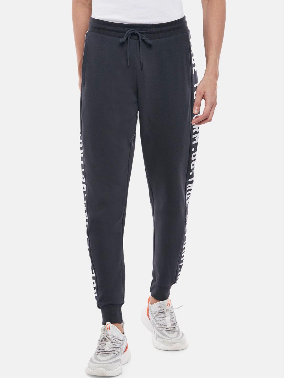 people men charcoal grey solid joggers