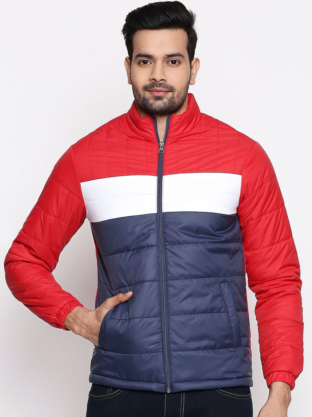 people men multicoloured colourblocked padded jacket