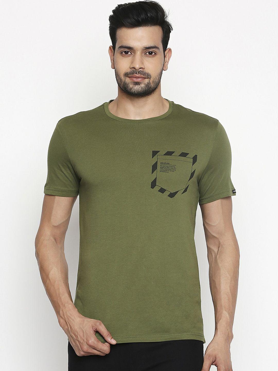 people men multicoloured solid round neck t-shirt