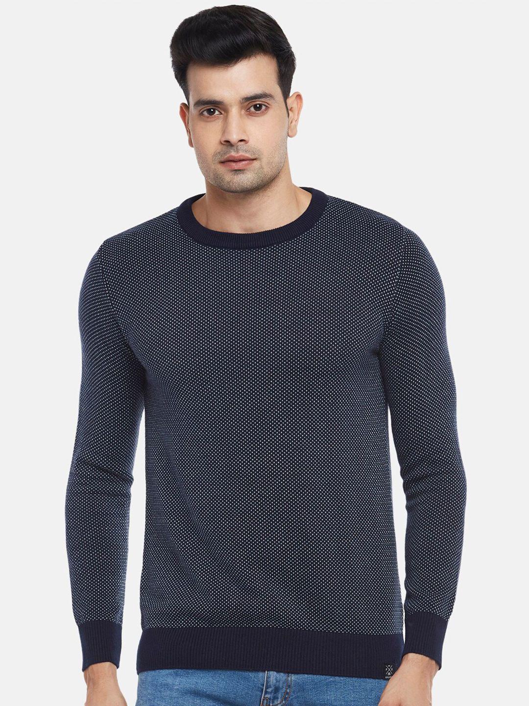 people men navy blue cotton pullover