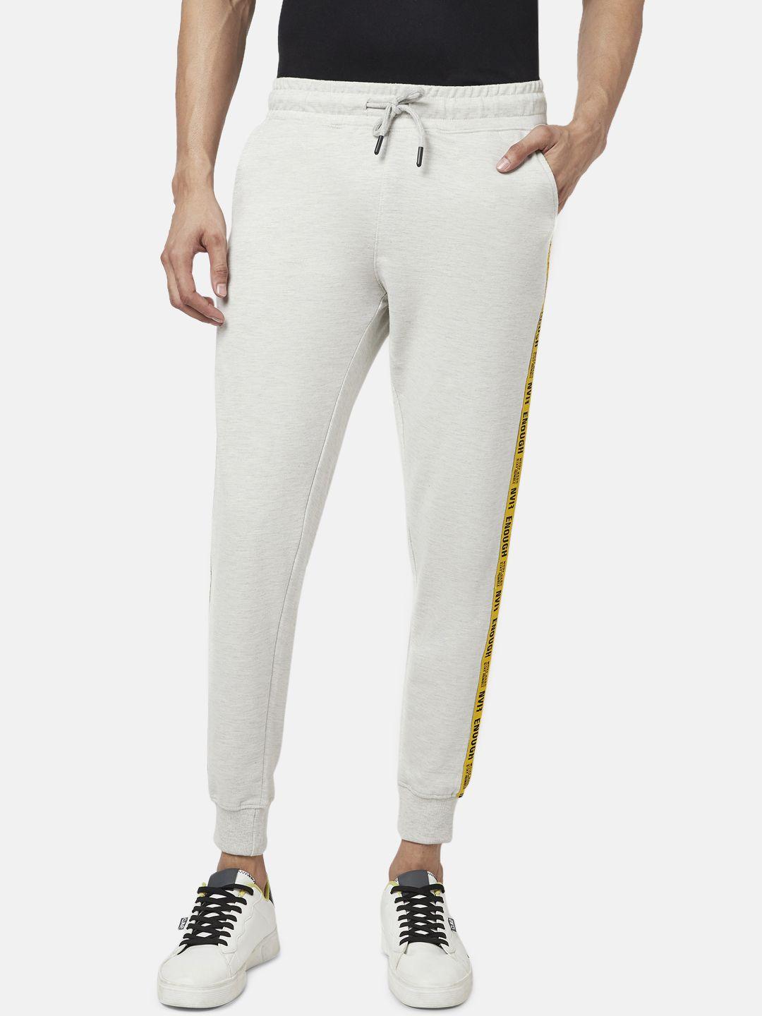 people men off white slim fit joggers