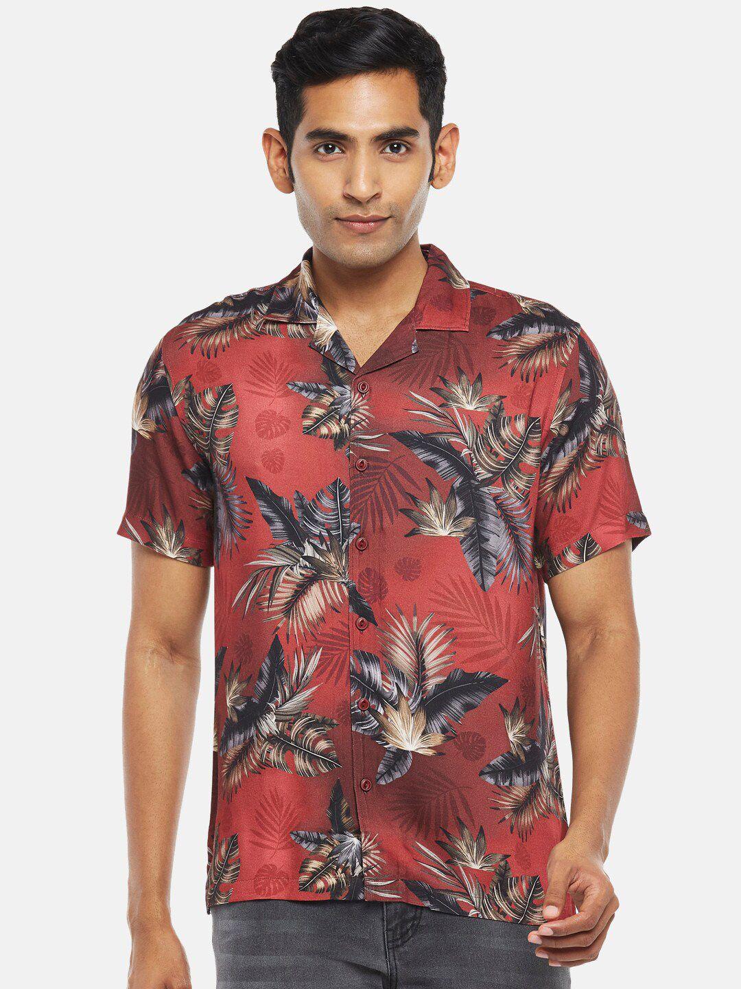people men slim fit floral printed casual shirt