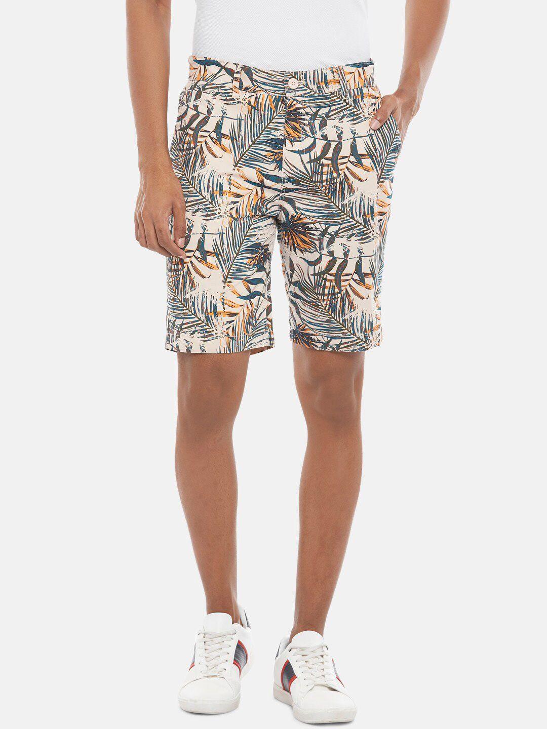 people men tropical printed mid-rise regular shorts