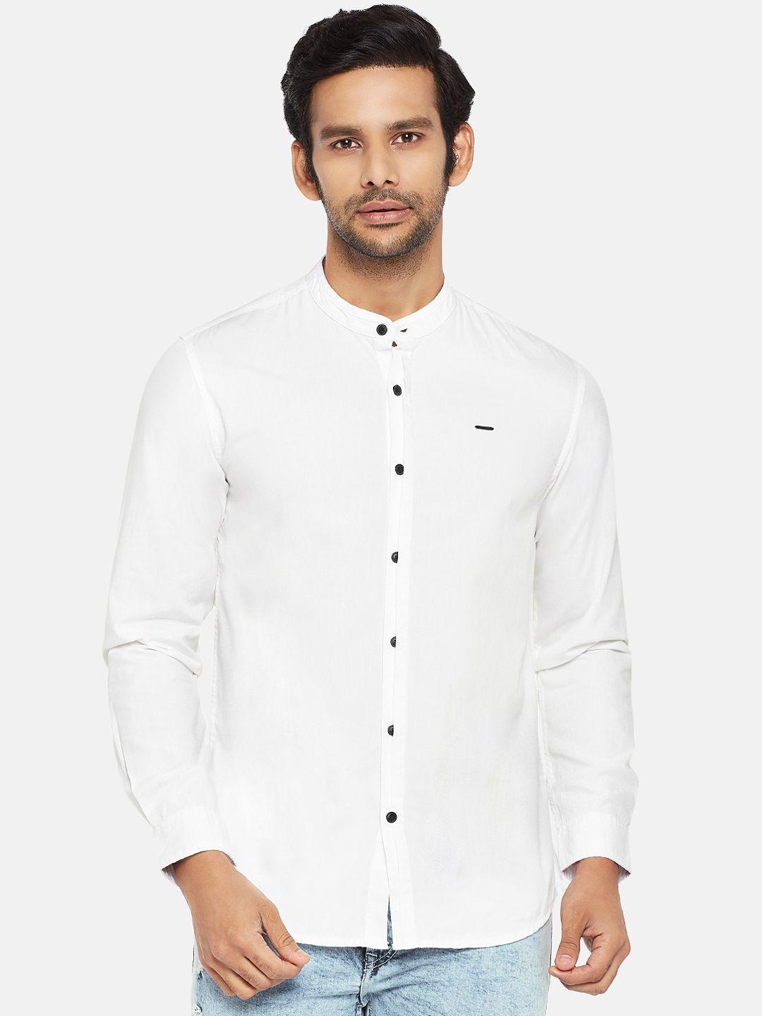 people men white slim fit pure cotton casual shirt