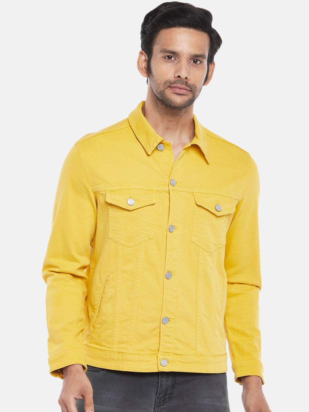 people men yellow denim jacket