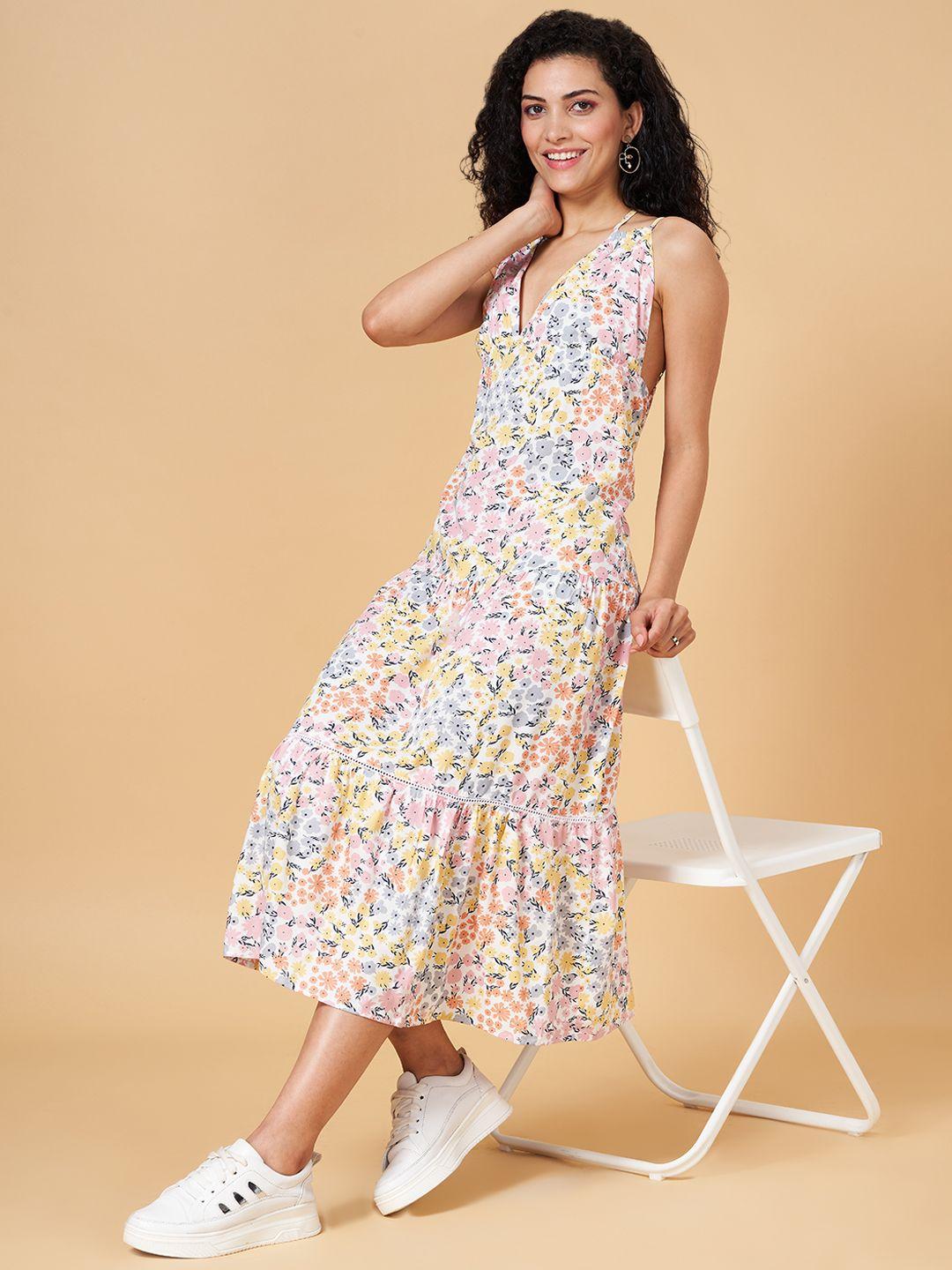 people multicoloured floral empire midi dress