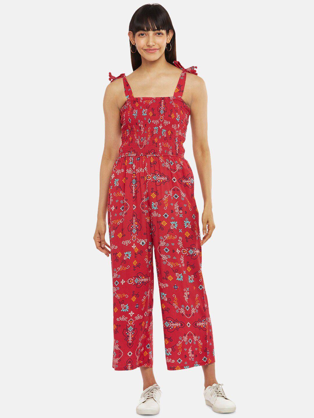 people red & blue printed basic jumpsuit