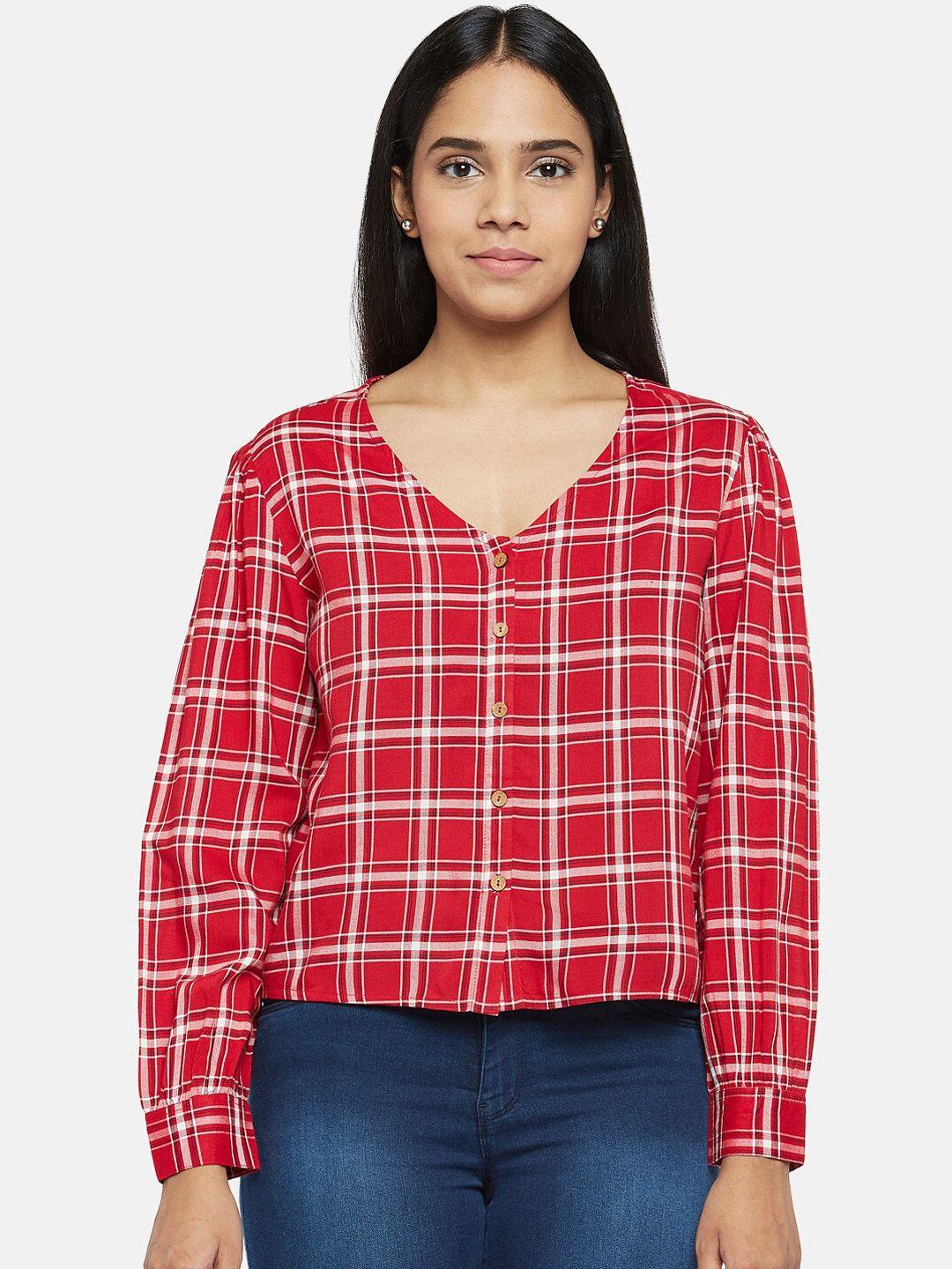 people red & white checked shirt style top