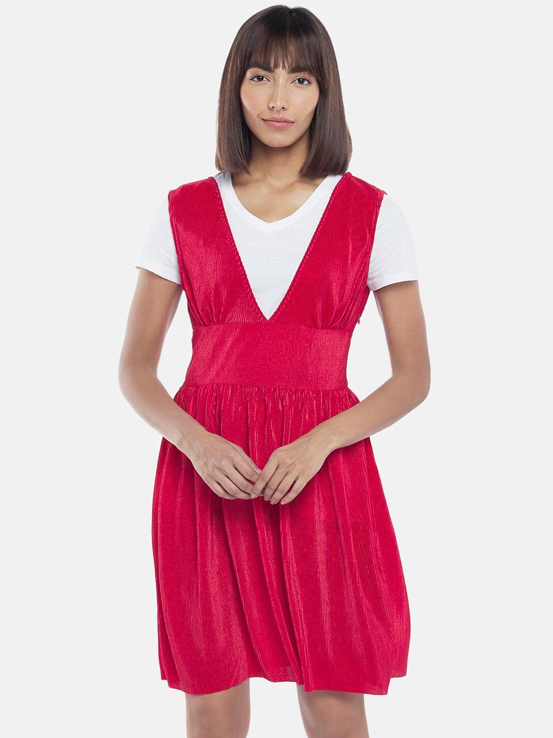 people red pinafore dress