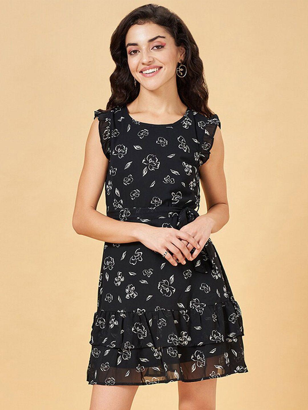 people round neck floral print a-line dress