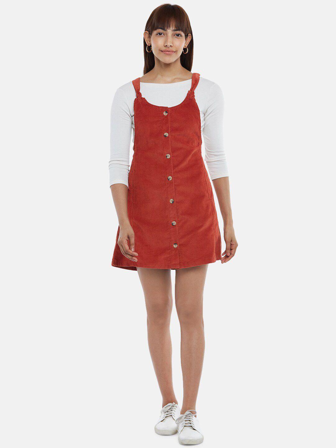 people rust solid pinafore dress