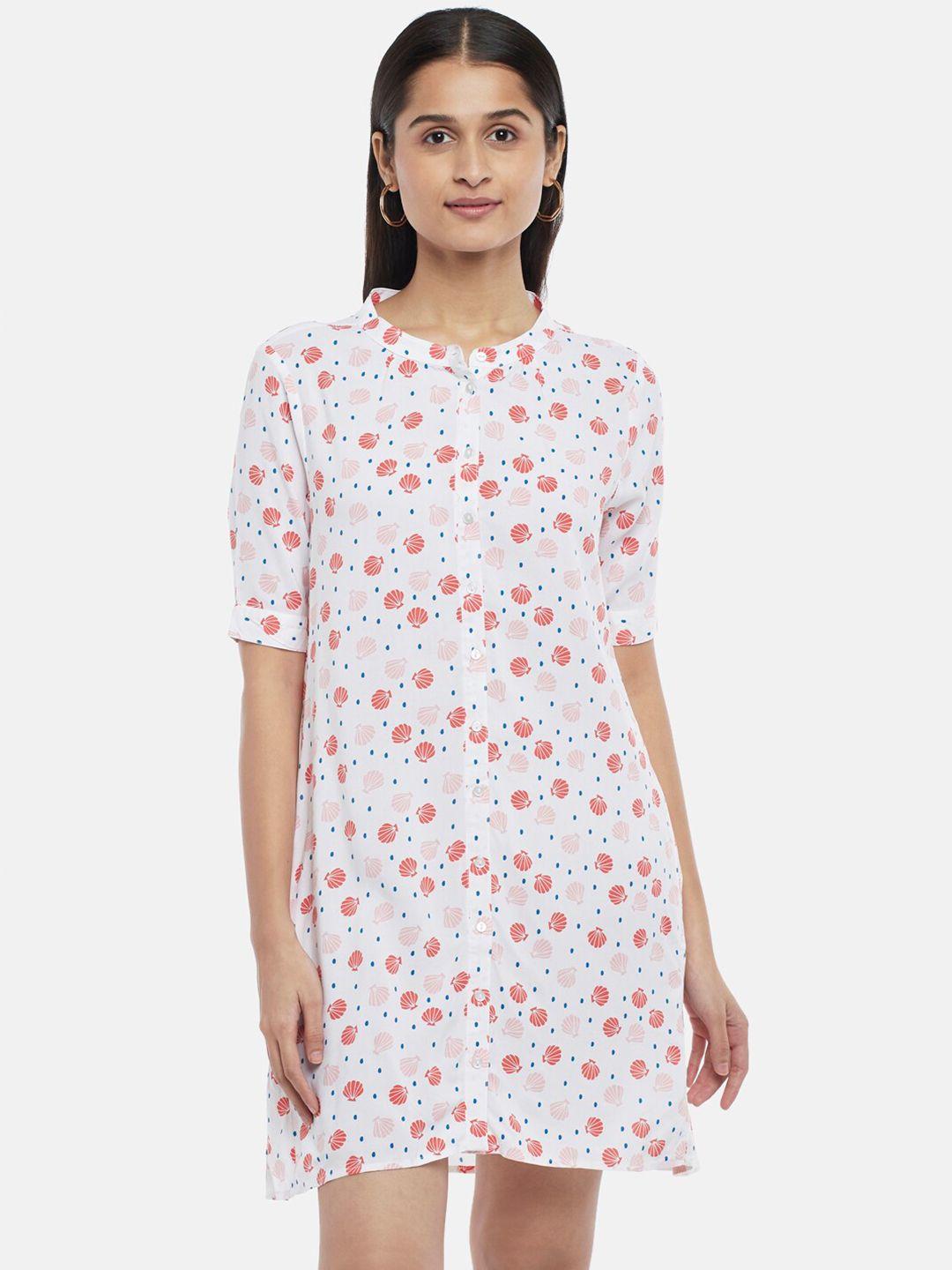 people white & red floral a-line dress