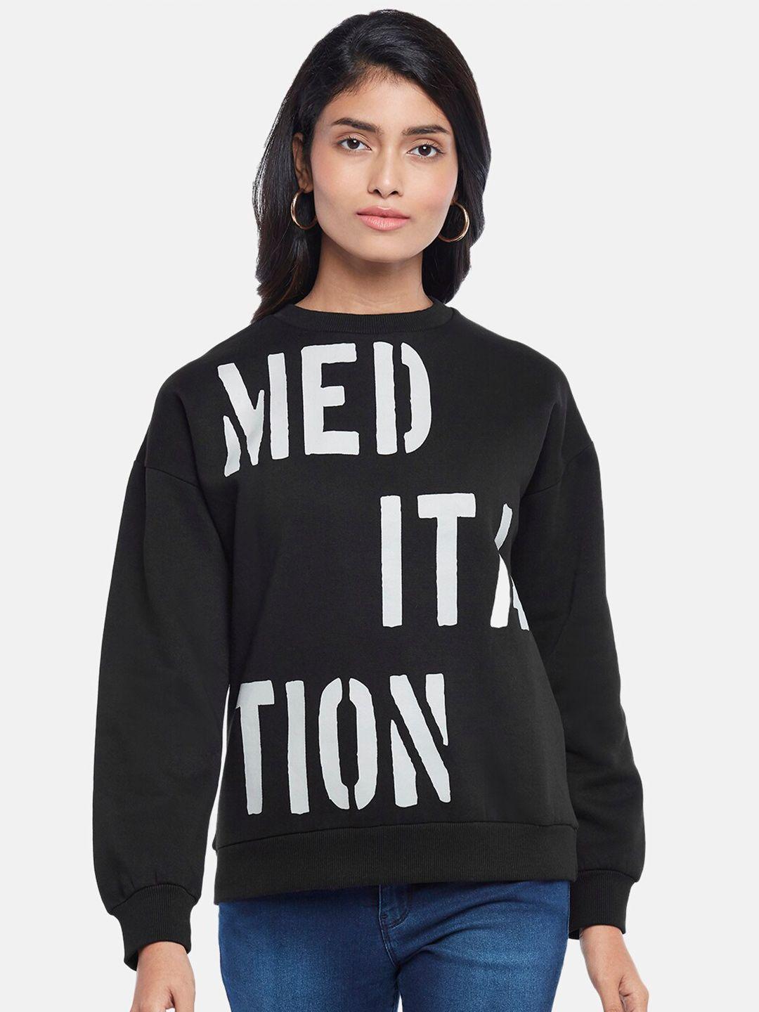 people women black printed sweatshirt