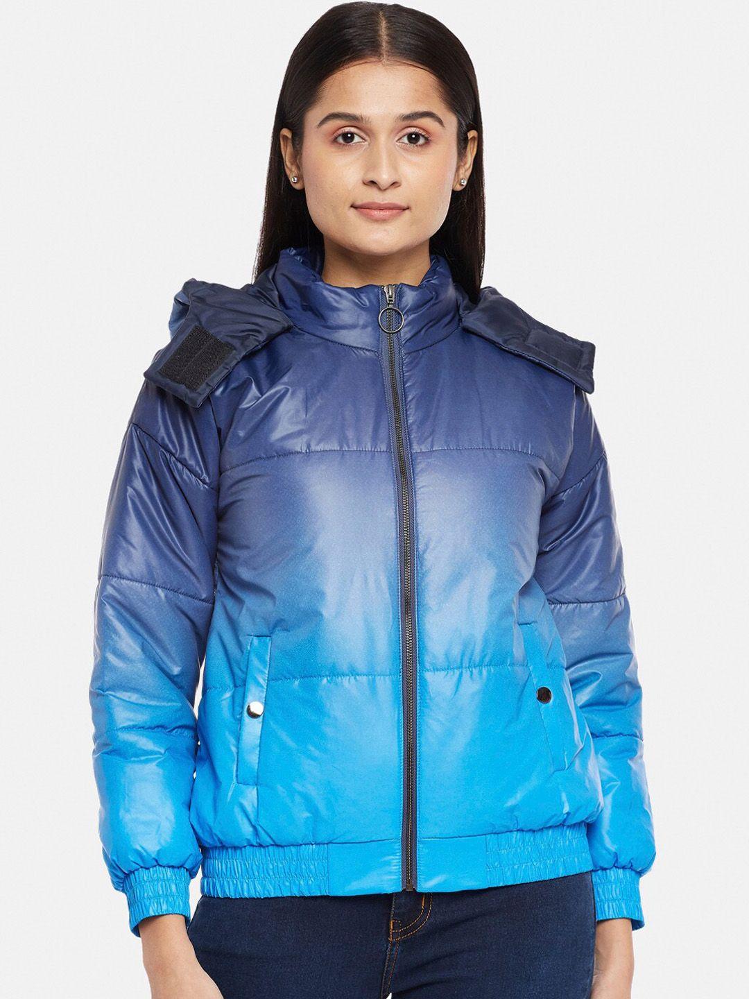 people women blue ombre padded jacket