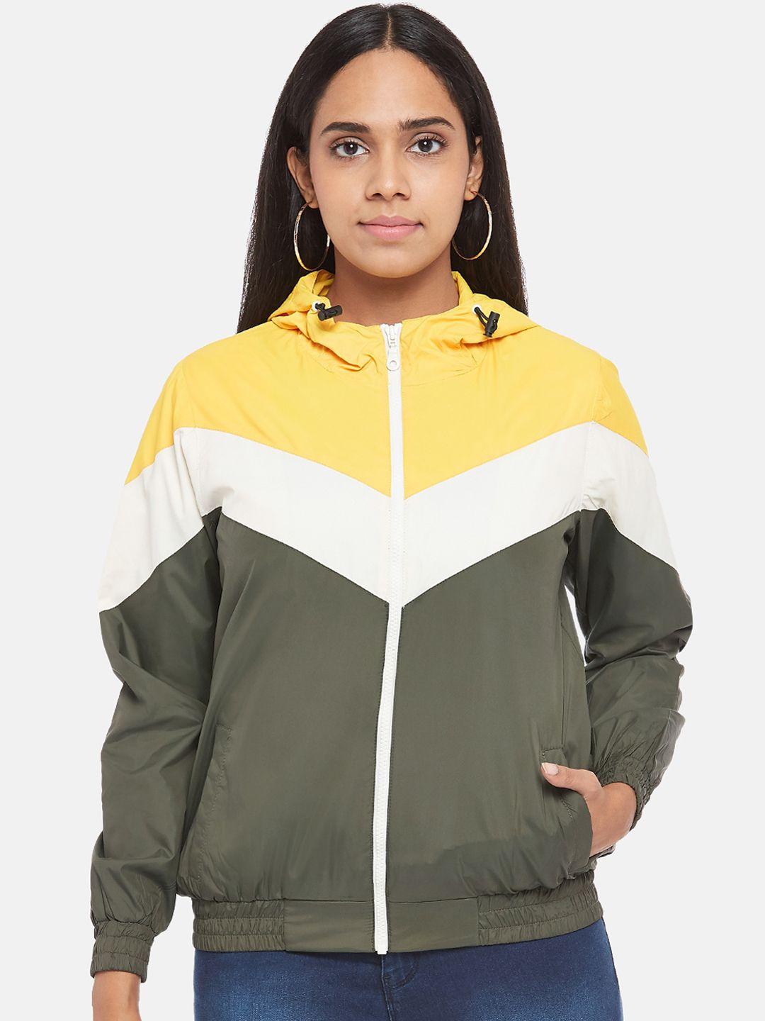 people women multicoloured colourblocked longline bomber jacket