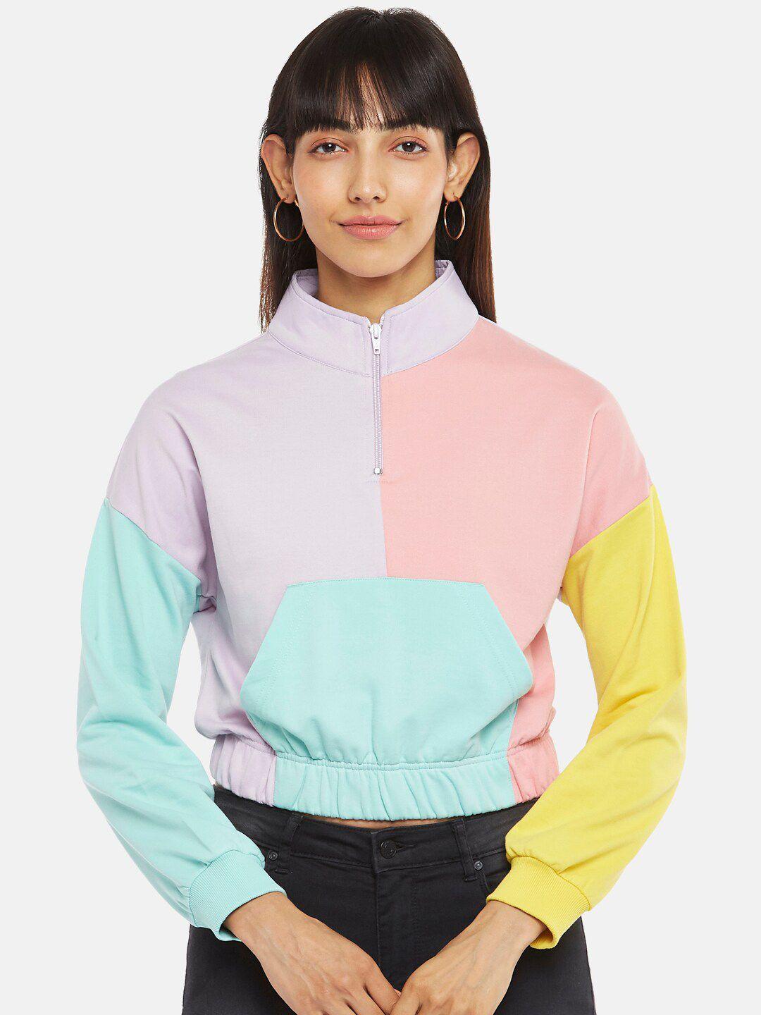 people women multicoloured colourblocked sweatshirt