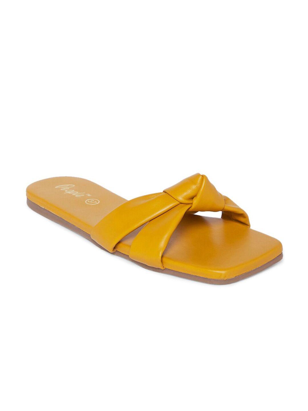 people women mustard open toe flats