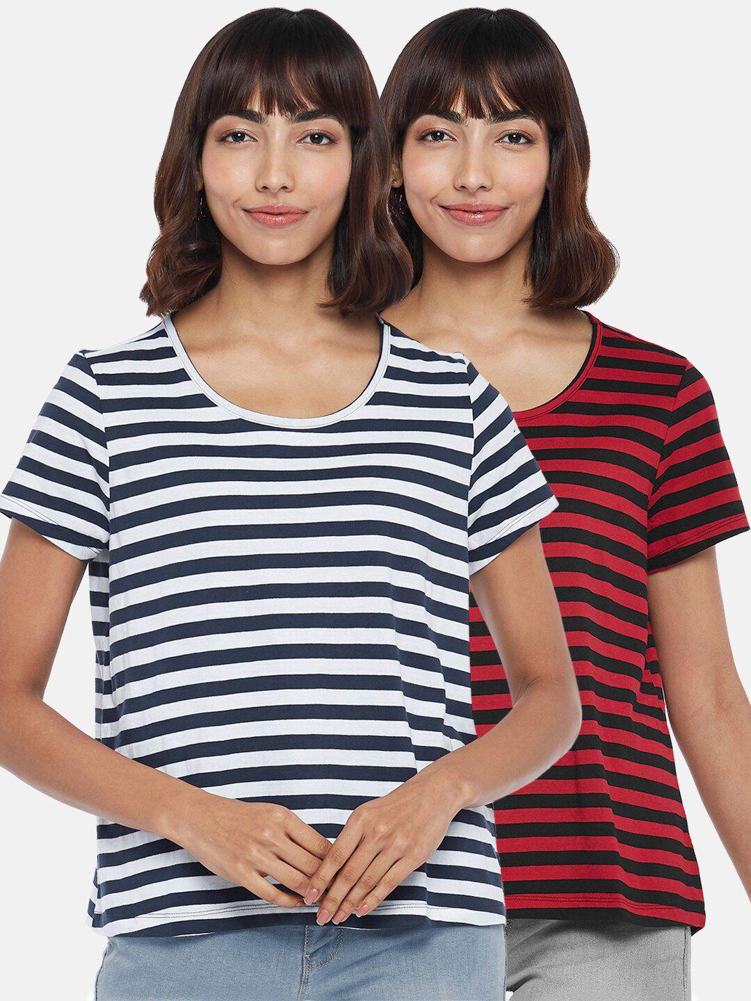 people women pack of 2 striped t-shirt