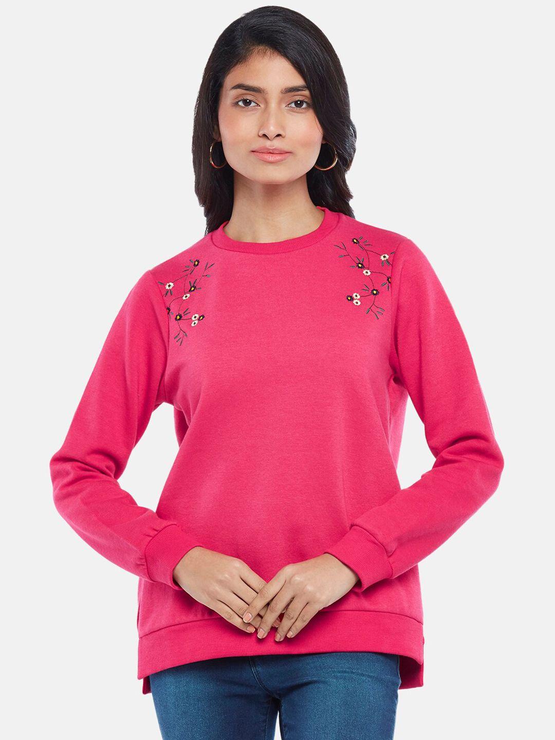 people women pink embroidered sweatshirt