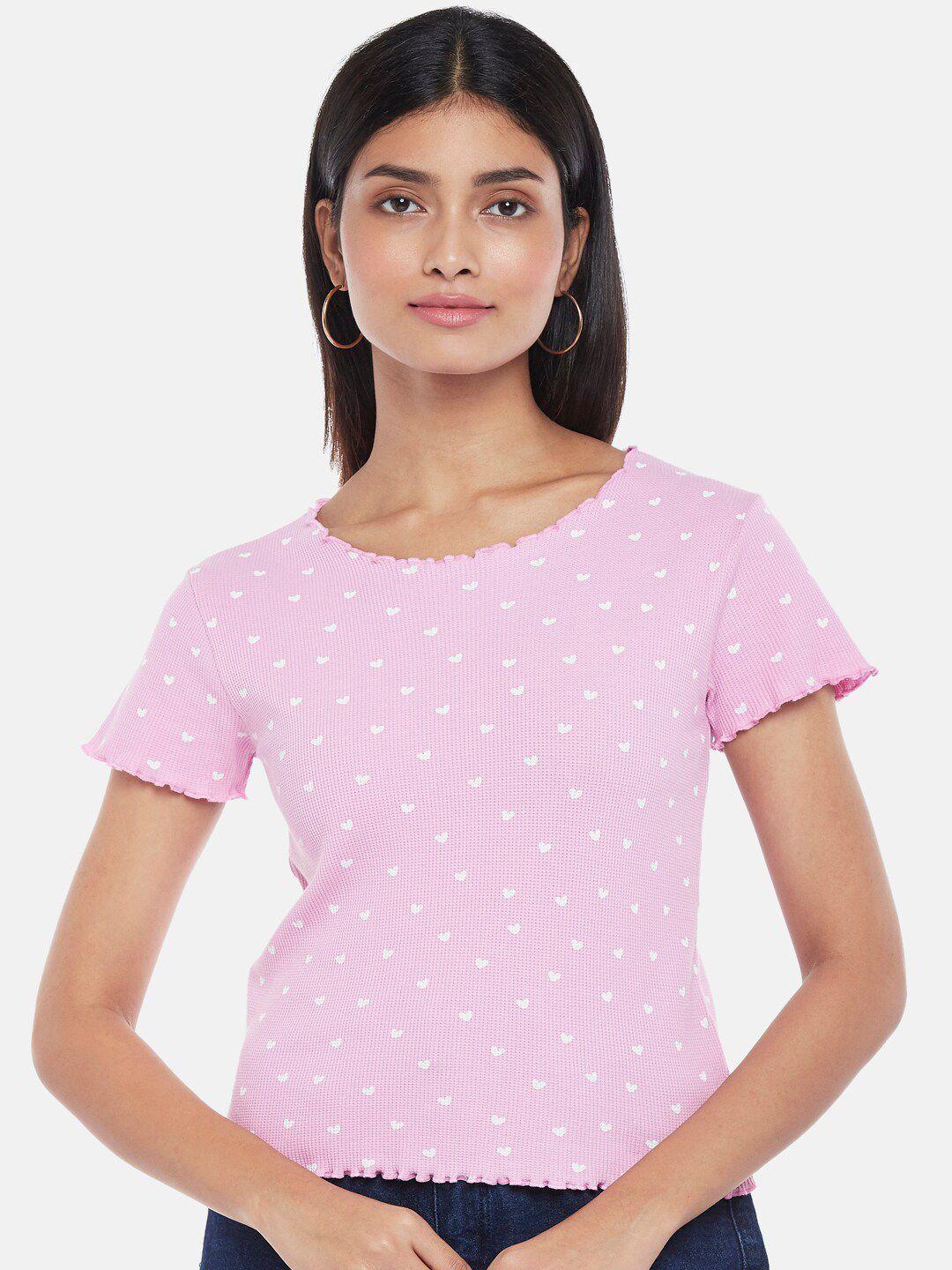 people women pink printed top