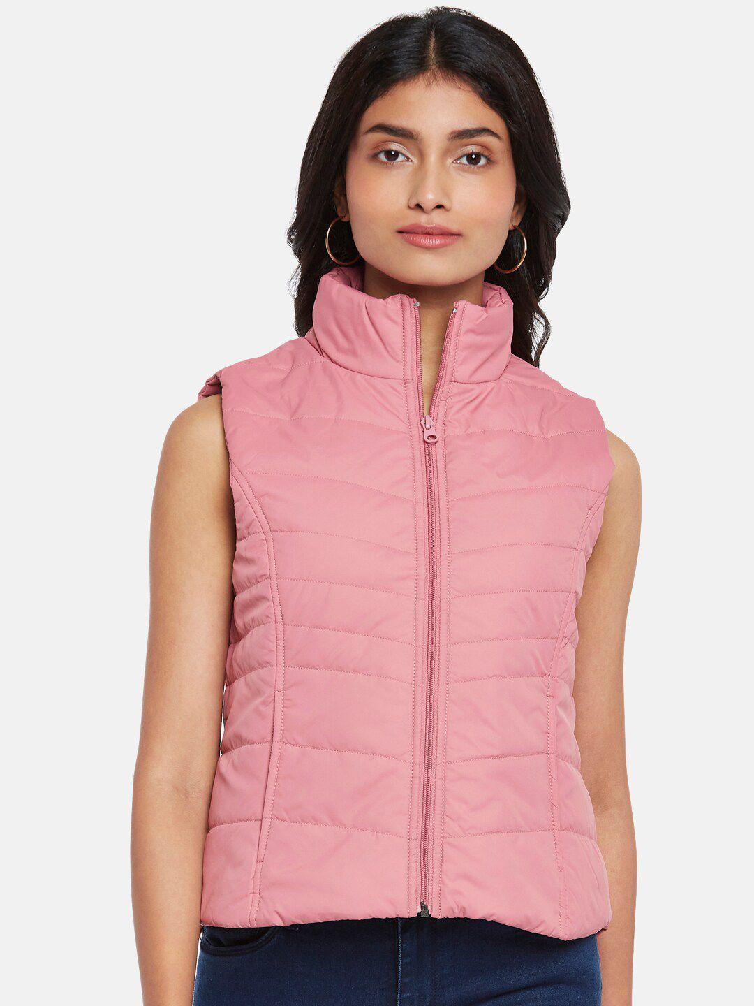 people women pink puffer sleeveless jacket