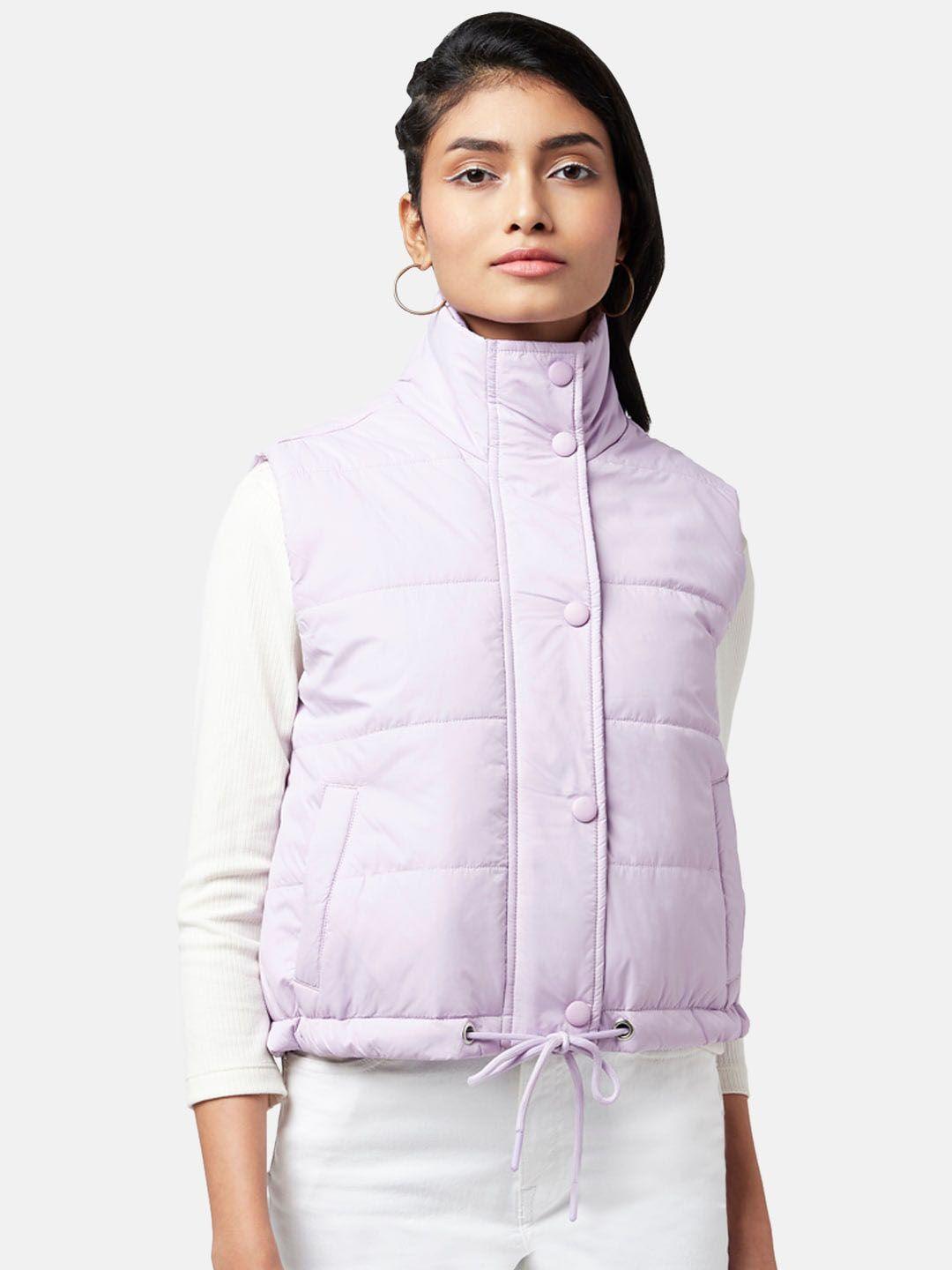 people women purple crop padded jacket