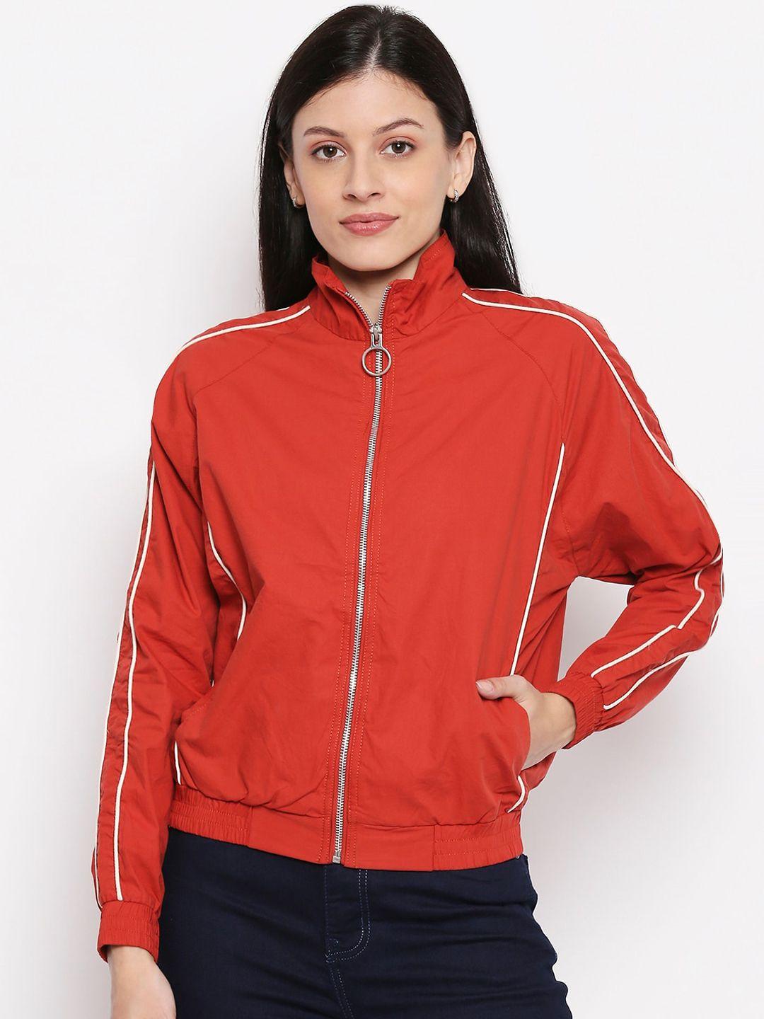 people women red solid bomber