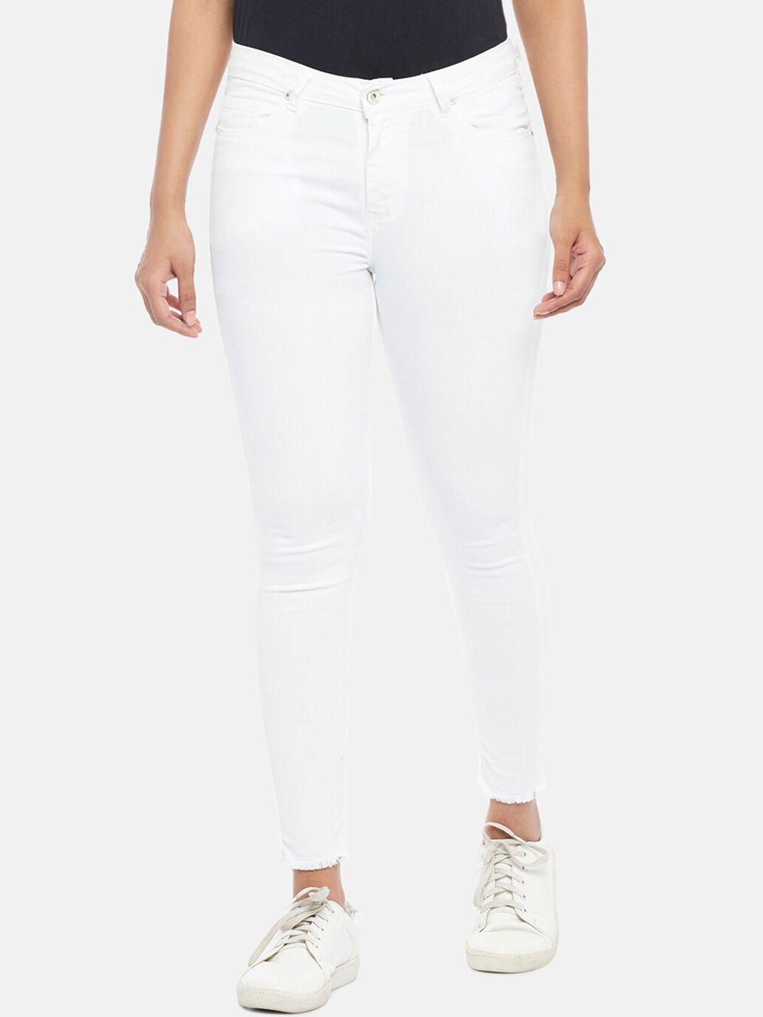 people women white tapered fit jeans