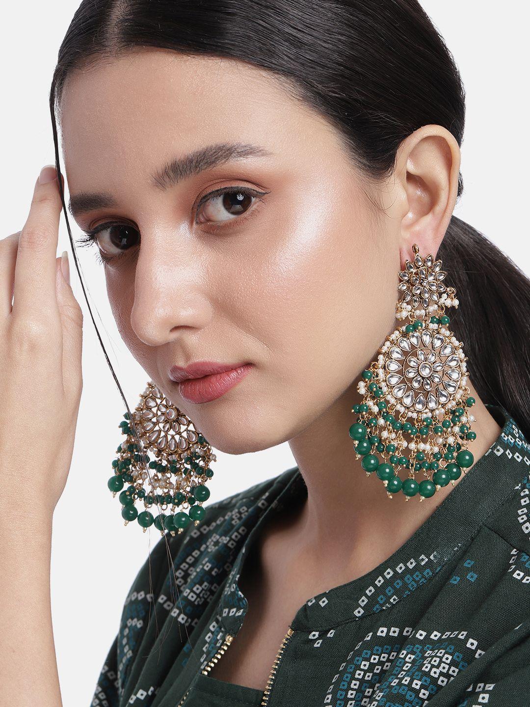 peora  gold-plated kundan pearl classic drop earrings