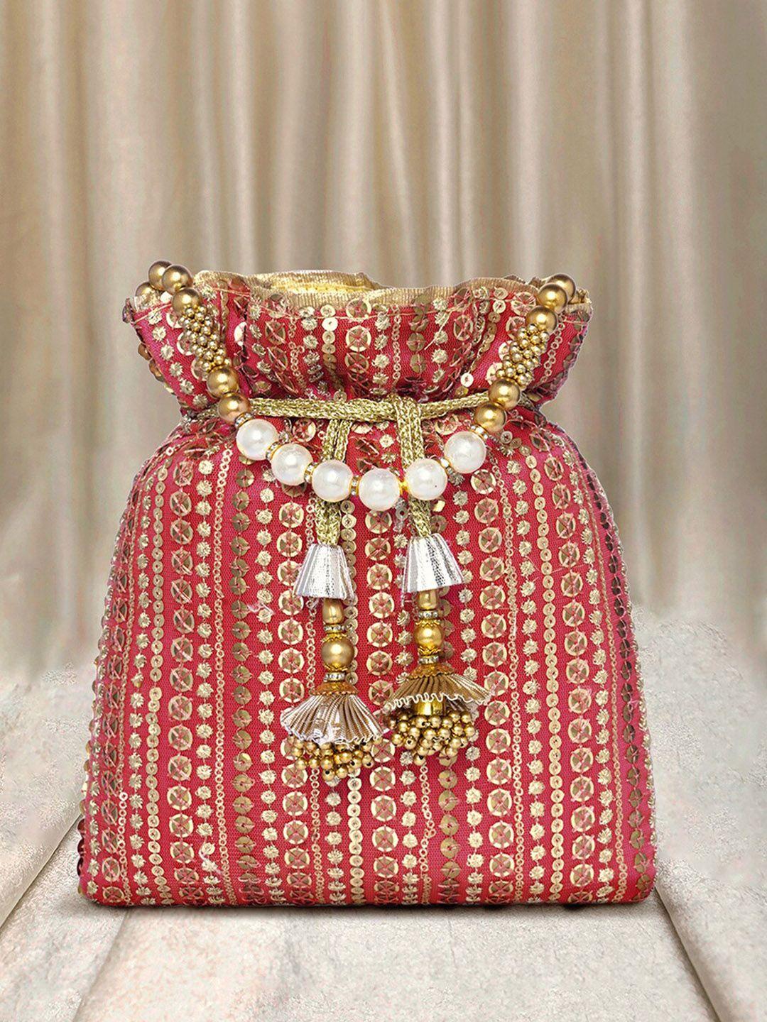 peora embroidered potli clutch