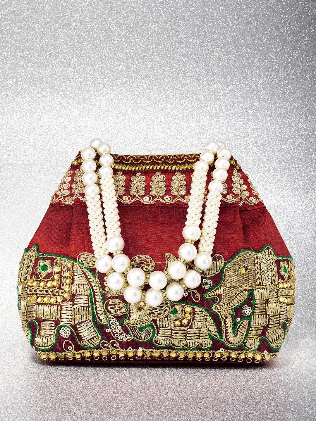 peora embroidered potli clutch