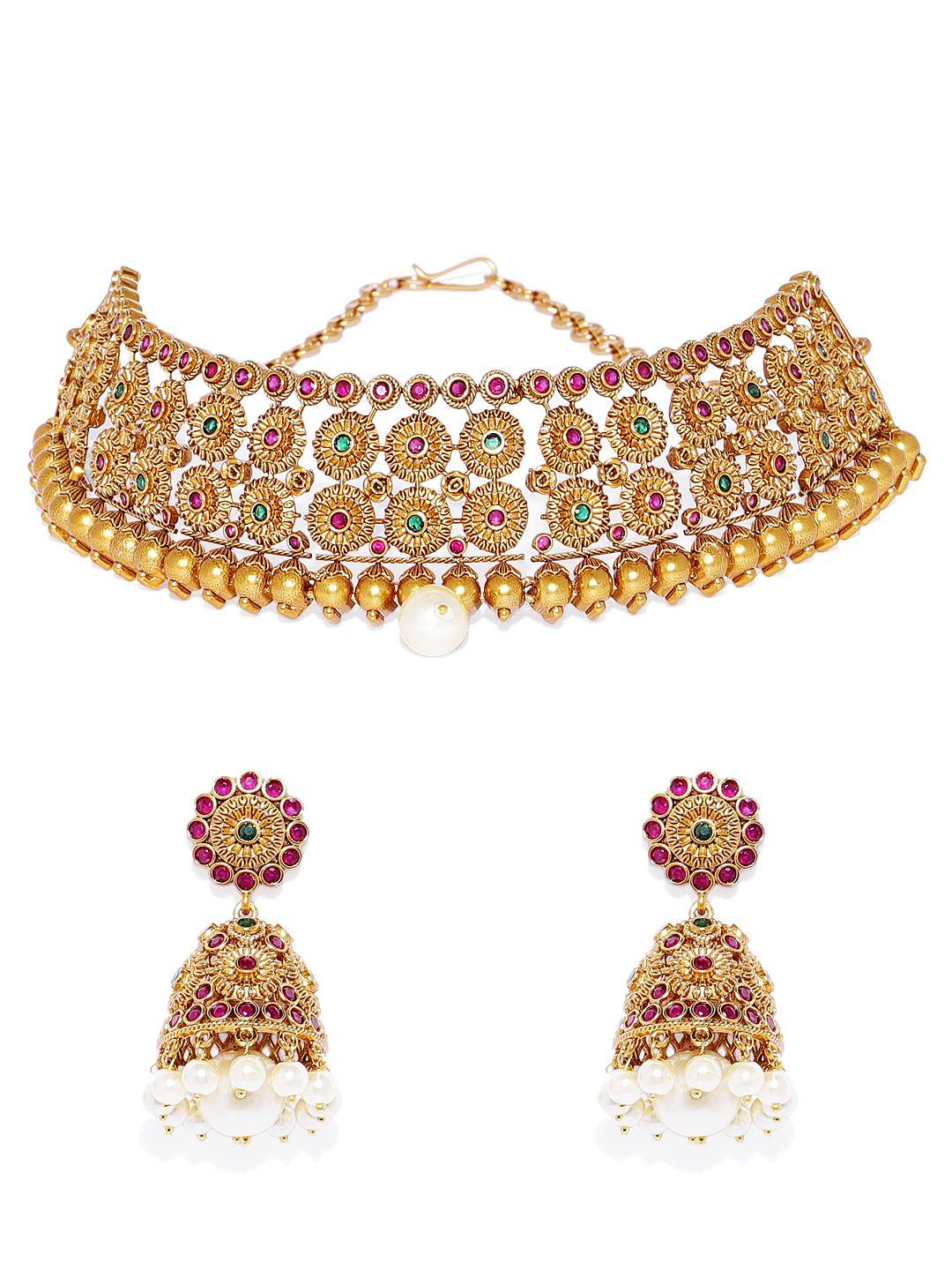 peora gold-plated padmavati collection copper jewellery set