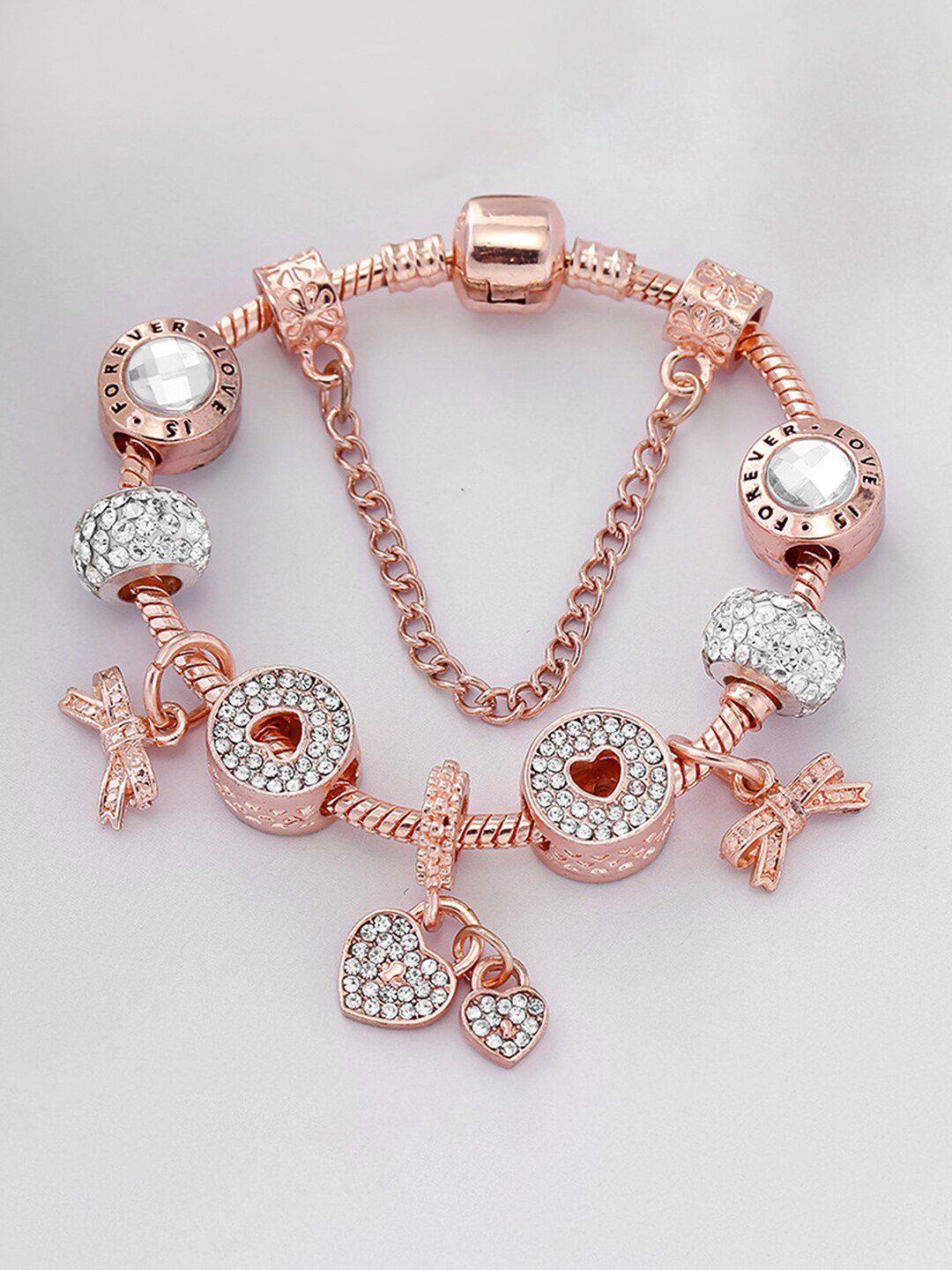 peora  rose gold-plated cubic zirconia charm bracelet