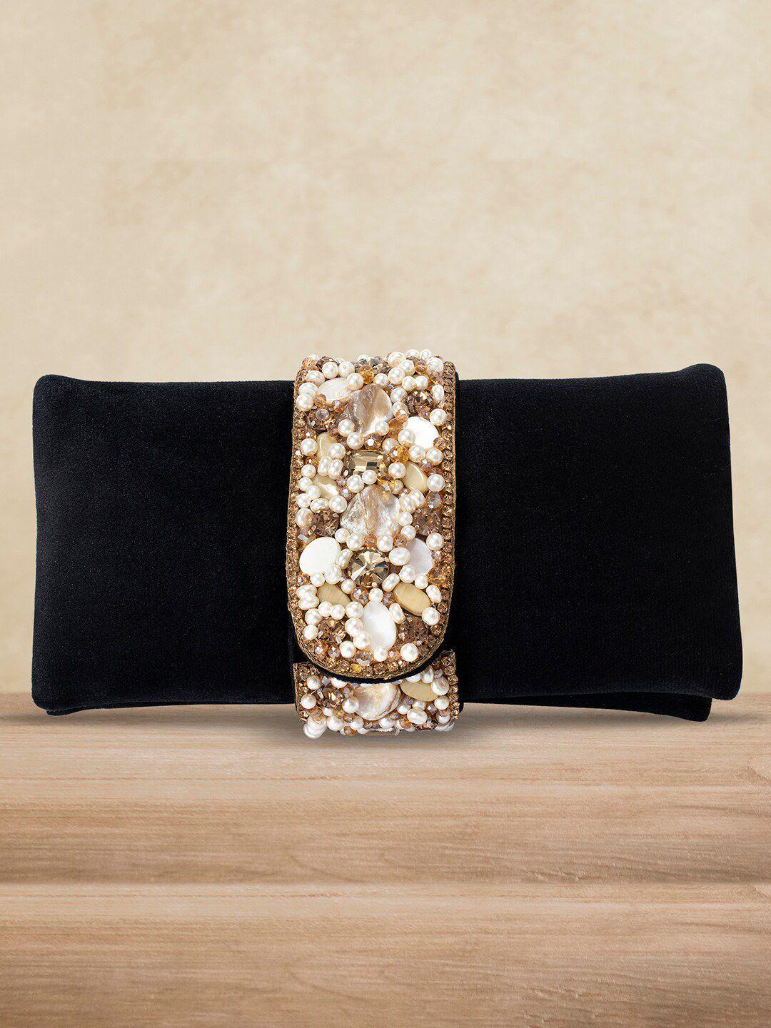 peora black & gold-toned embellished purse