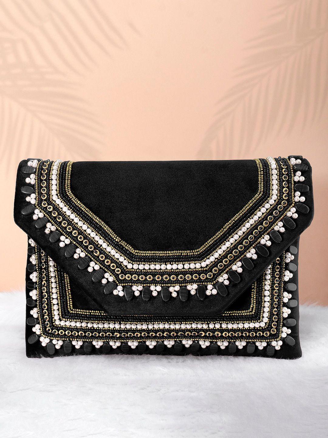 peora black & white embellished purse clutch