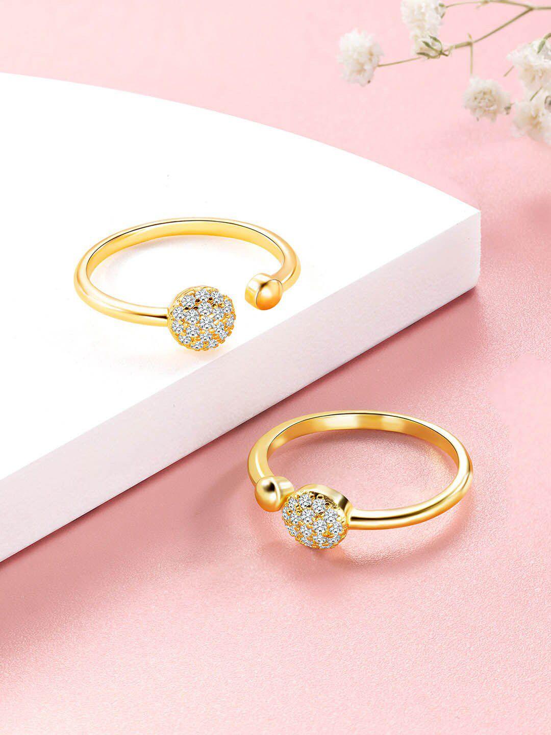 peora gold-plated & cz-studded adjustable toe rings