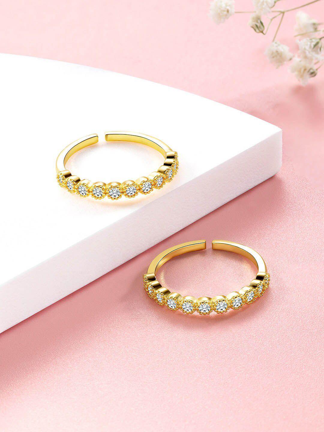 peora gold plated & studded adjustable toe rings