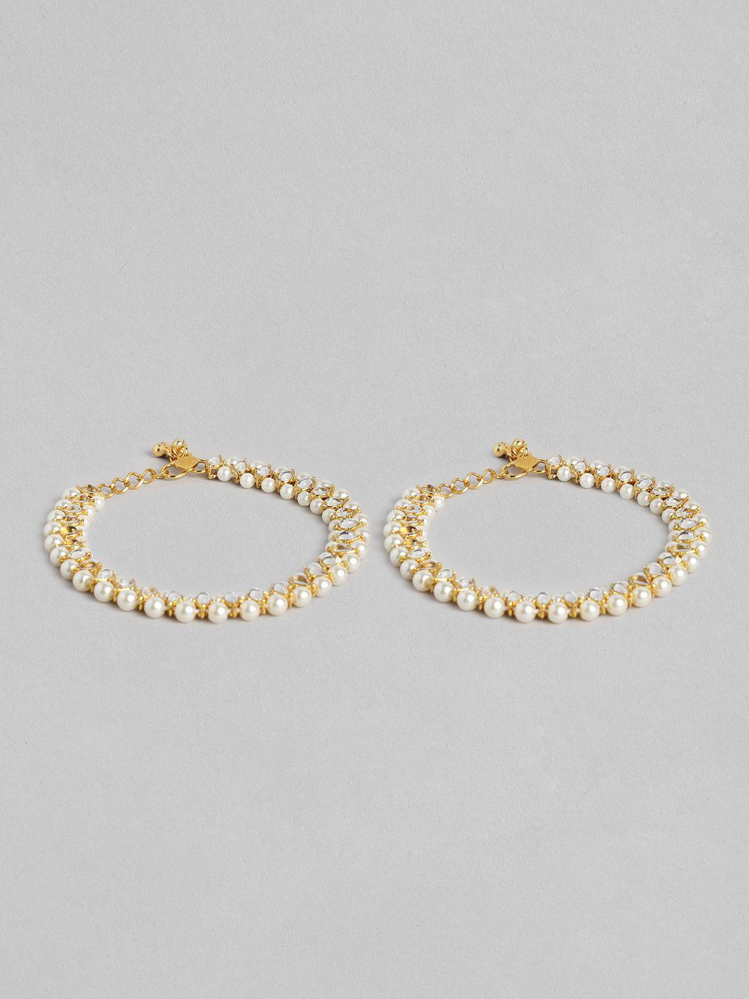 peora gold-plated artificial beads traditional anklet