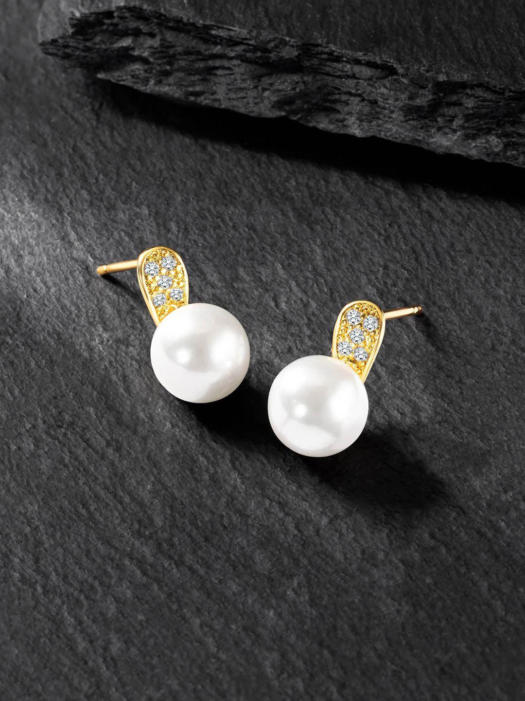 peora gold-plated contemporary studs earrings