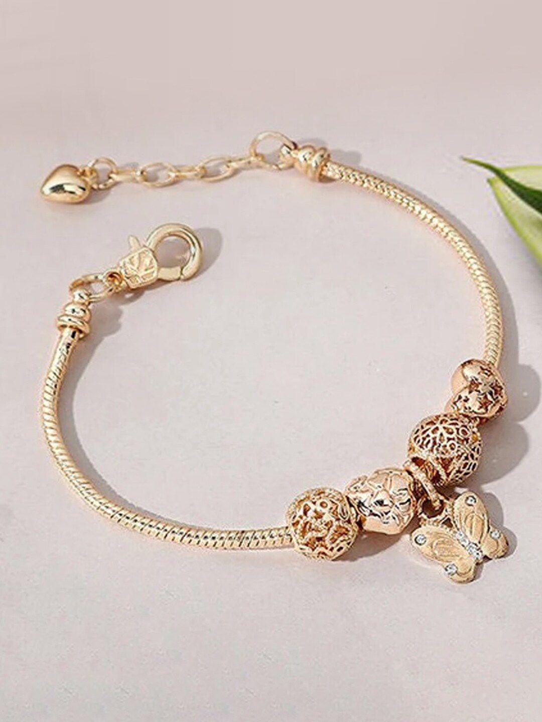 peora gold-plated cubic zirconia charm bracelet