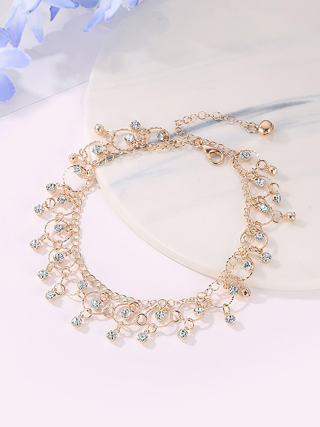 peora gold-plated cubic zirconia studded anklet