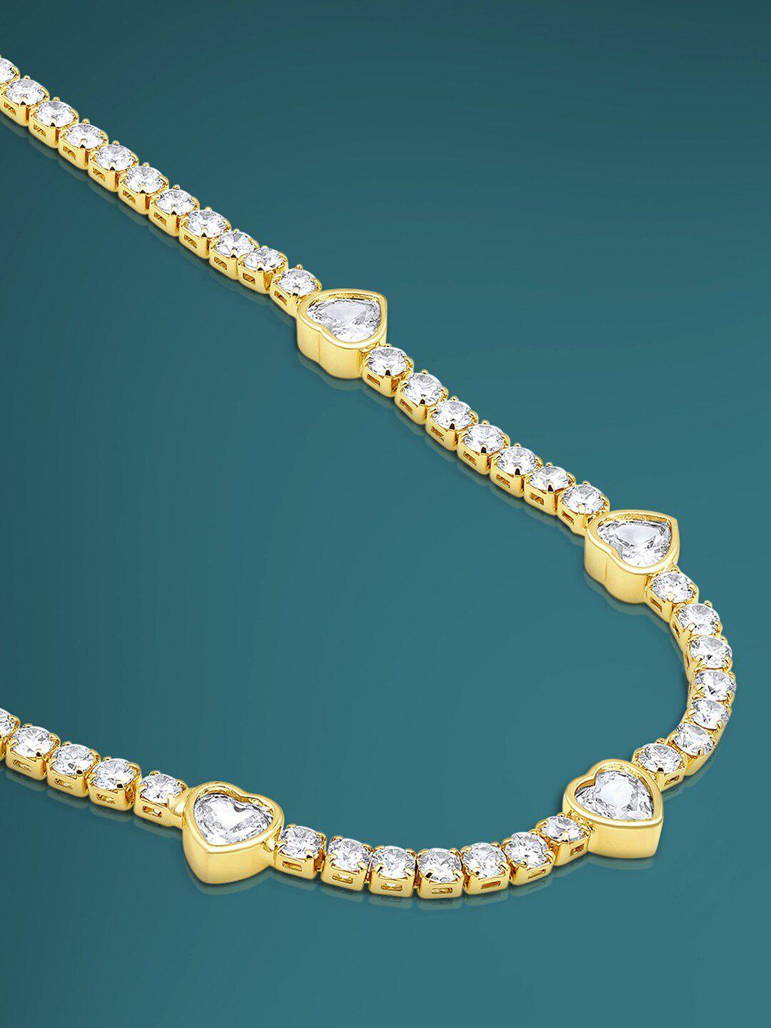 peora gold-plated cubic zirconia-studded necklace