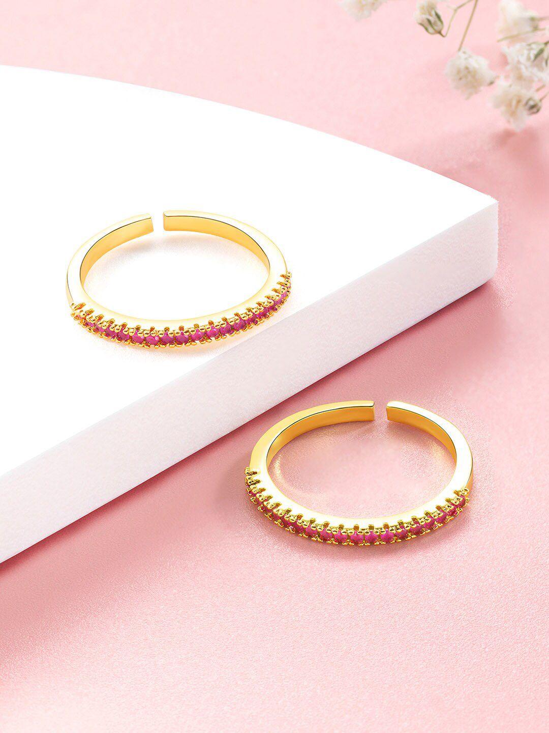 peora gold-plated cz-studded adjustable toe rings
